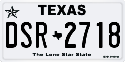 TX license plate DSR2718