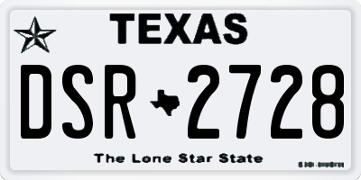 TX license plate DSR2728