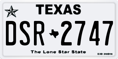 TX license plate DSR2747