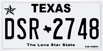 TX license plate DSR2748