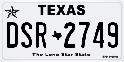 TX license plate DSR2749