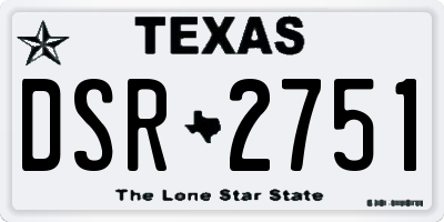 TX license plate DSR2751
