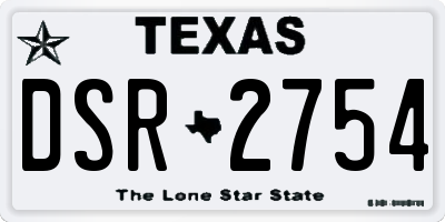 TX license plate DSR2754