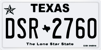 TX license plate DSR2760