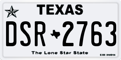 TX license plate DSR2763