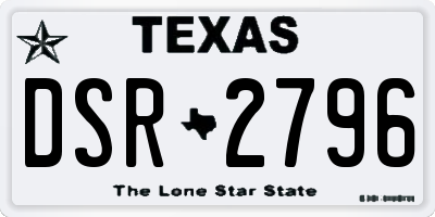 TX license plate DSR2796