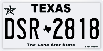 TX license plate DSR2818