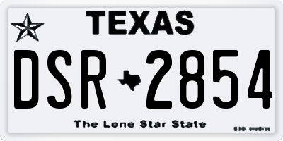TX license plate DSR2854