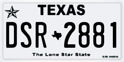 TX license plate DSR2881