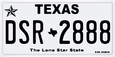 TX license plate DSR2888