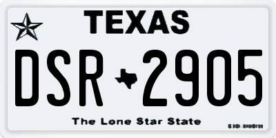 TX license plate DSR2905