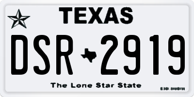 TX license plate DSR2919