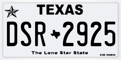 TX license plate DSR2925