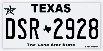 TX license plate DSR2928