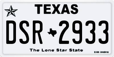 TX license plate DSR2933