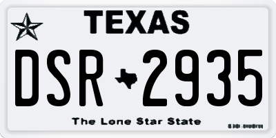 TX license plate DSR2935