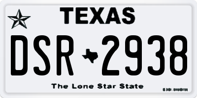 TX license plate DSR2938