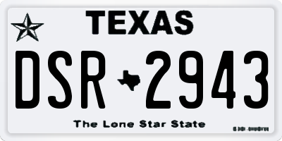 TX license plate DSR2943