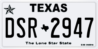 TX license plate DSR2947