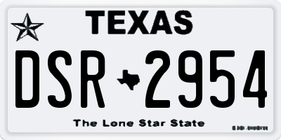 TX license plate DSR2954