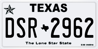 TX license plate DSR2962