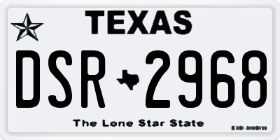 TX license plate DSR2968
