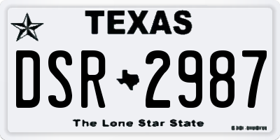 TX license plate DSR2987