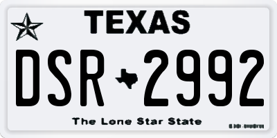 TX license plate DSR2992