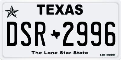 TX license plate DSR2996