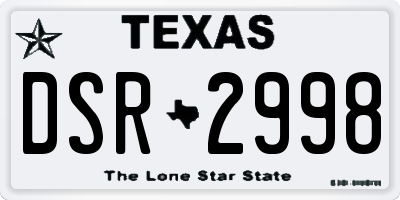 TX license plate DSR2998