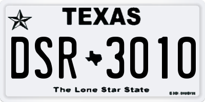 TX license plate DSR3010