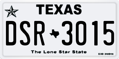 TX license plate DSR3015