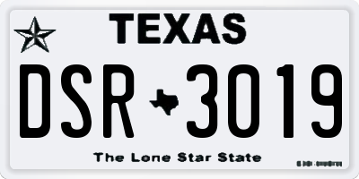 TX license plate DSR3019