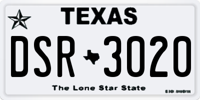 TX license plate DSR3020