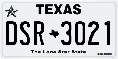 TX license plate DSR3021