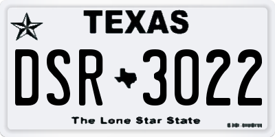 TX license plate DSR3022