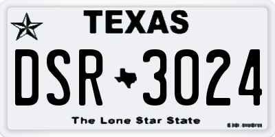 TX license plate DSR3024
