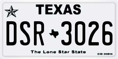 TX license plate DSR3026