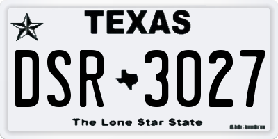 TX license plate DSR3027
