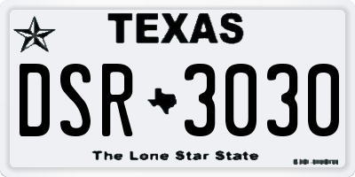 TX license plate DSR3030