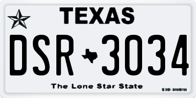 TX license plate DSR3034