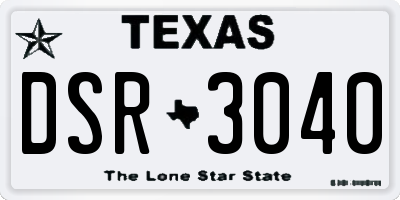 TX license plate DSR3040