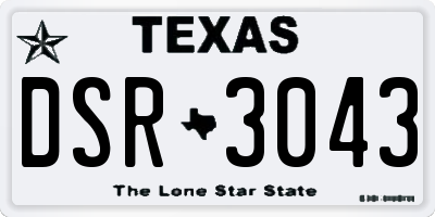 TX license plate DSR3043