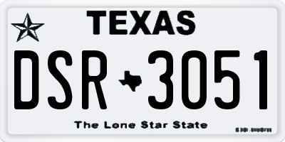 TX license plate DSR3051