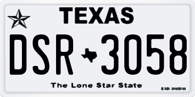 TX license plate DSR3058