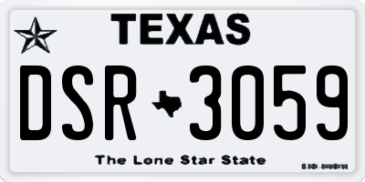 TX license plate DSR3059