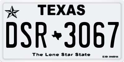 TX license plate DSR3067