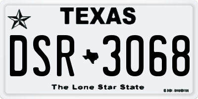 TX license plate DSR3068