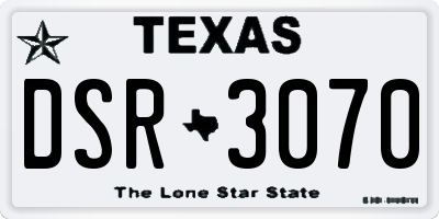 TX license plate DSR3070