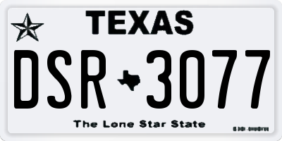 TX license plate DSR3077